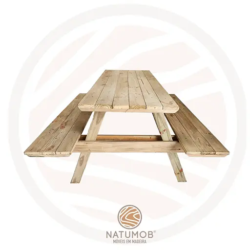 Mesa de piquenique em madeira plástica