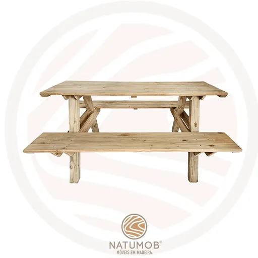 mesa picnic de madeira natural profissional